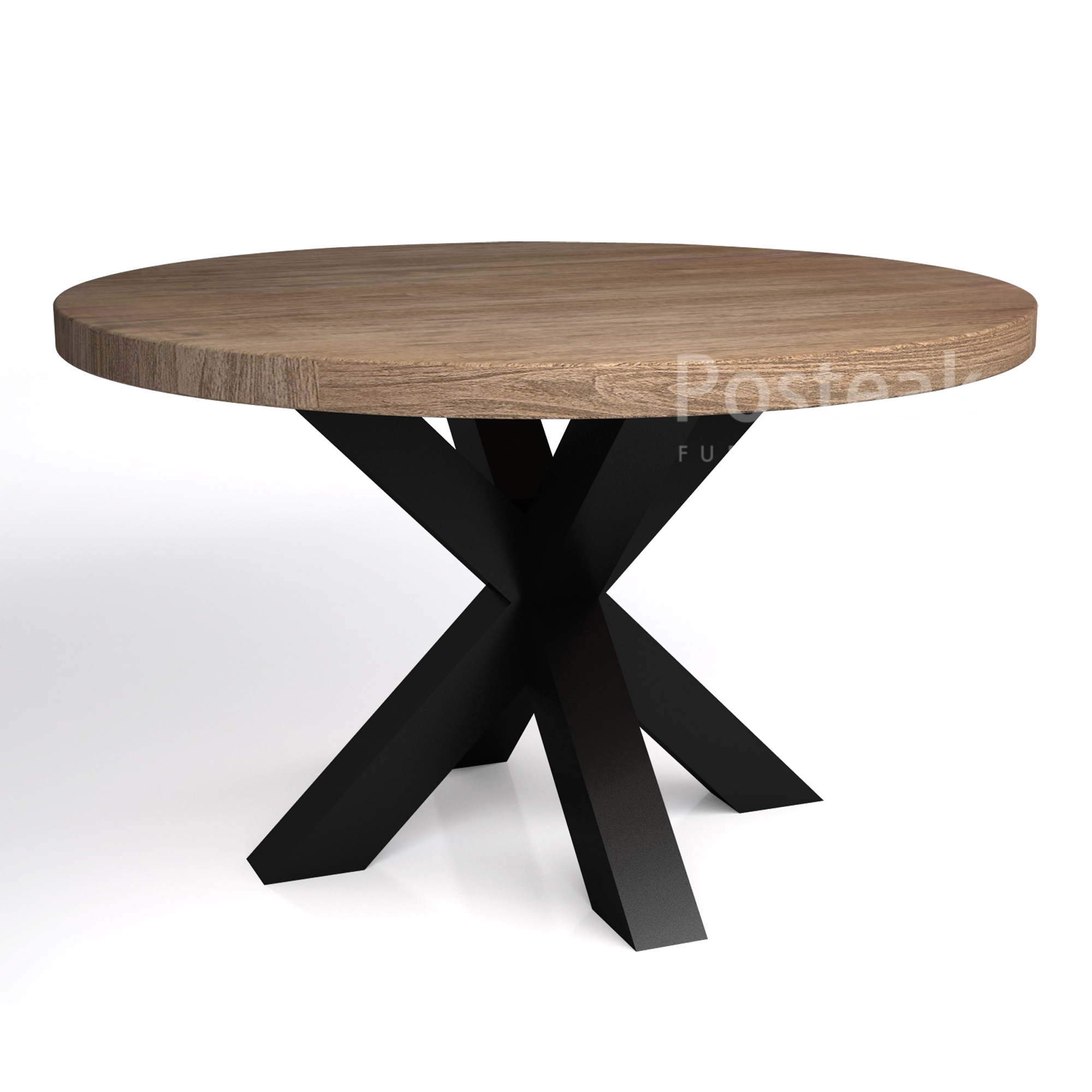Round Modern Dining Table - Iron Cross Legs | Posteak Furniture