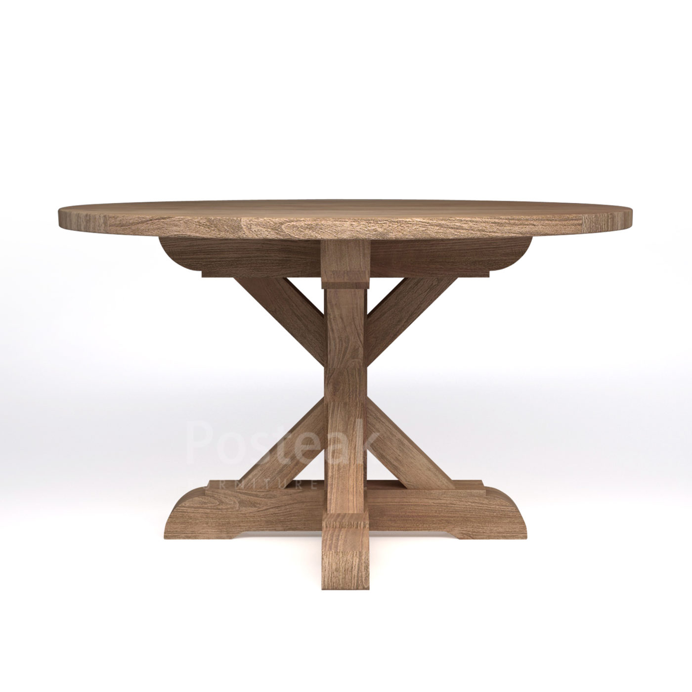 round table teak dining table farmhouse cross legs