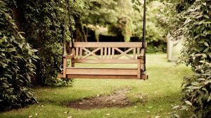 teak outdoor hanging bench