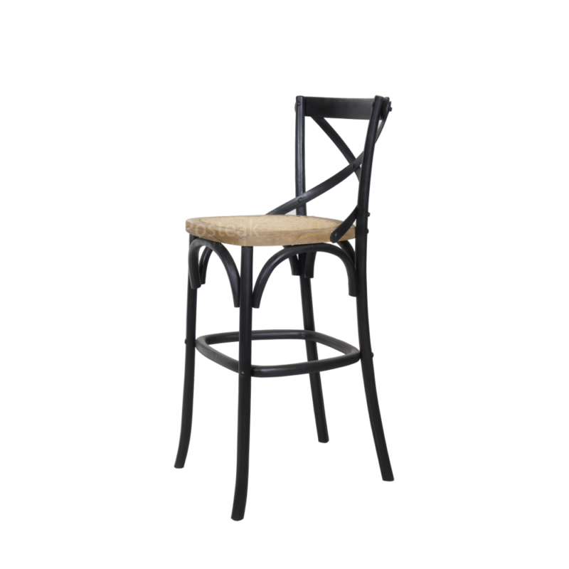 teak wood bar chair black