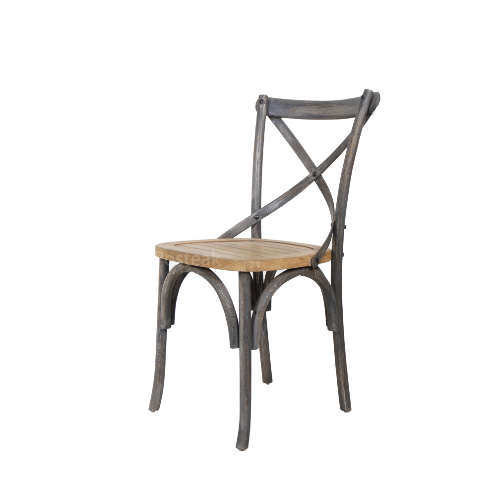 teak dining chair cross dark grey