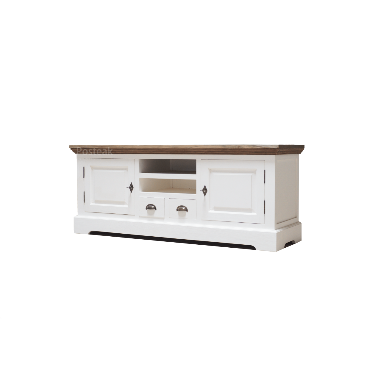 white tv cabinet with rattan basket