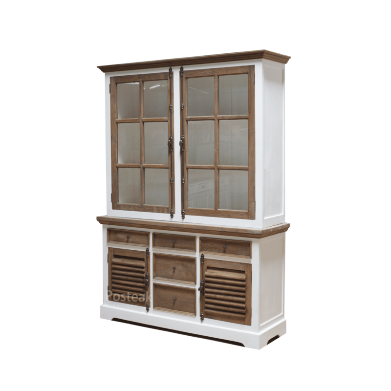 white teak krapyak vitrine cabinet