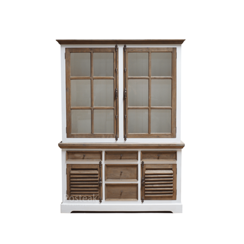 white teak krapyak vitrine cabinet