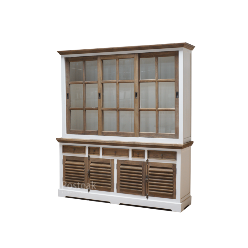 White krapyak vitrine cabinet Teak