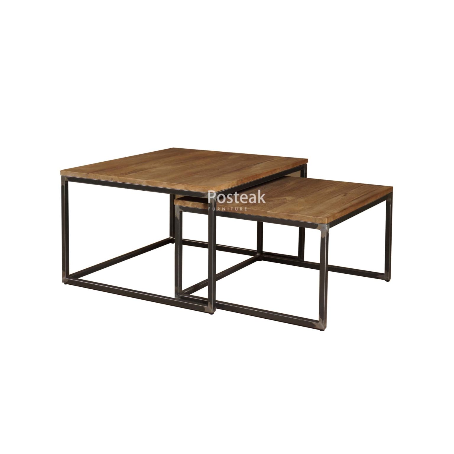Industrial Coffee Table Set 2 Square Posteak Furniture