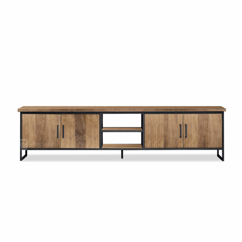 madison modern teak tv media cabinet