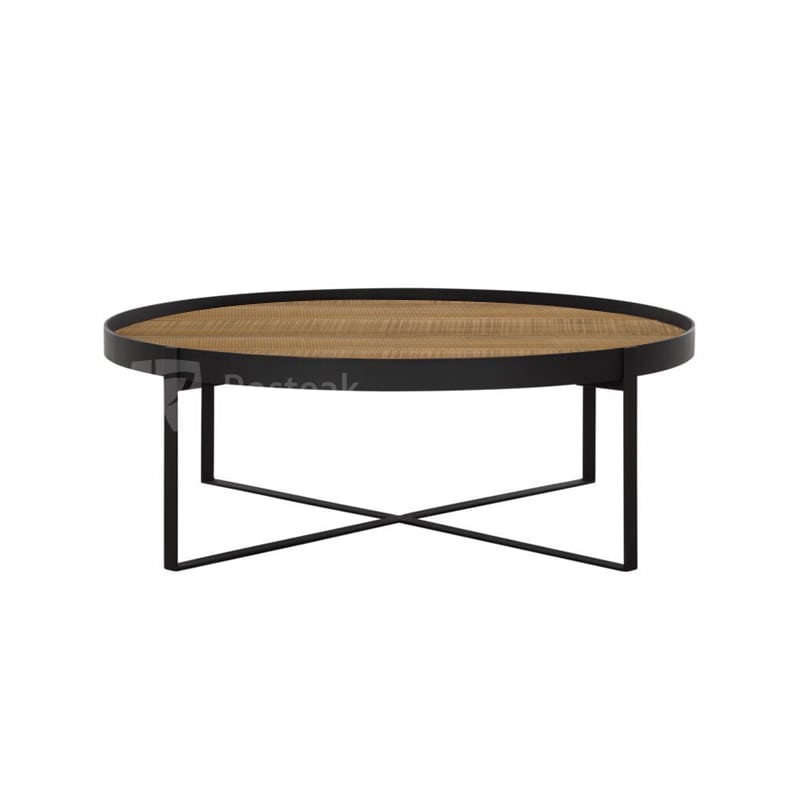 Round Coffee Table Industrial Modern, Round Black Teak Coffee Table Tray