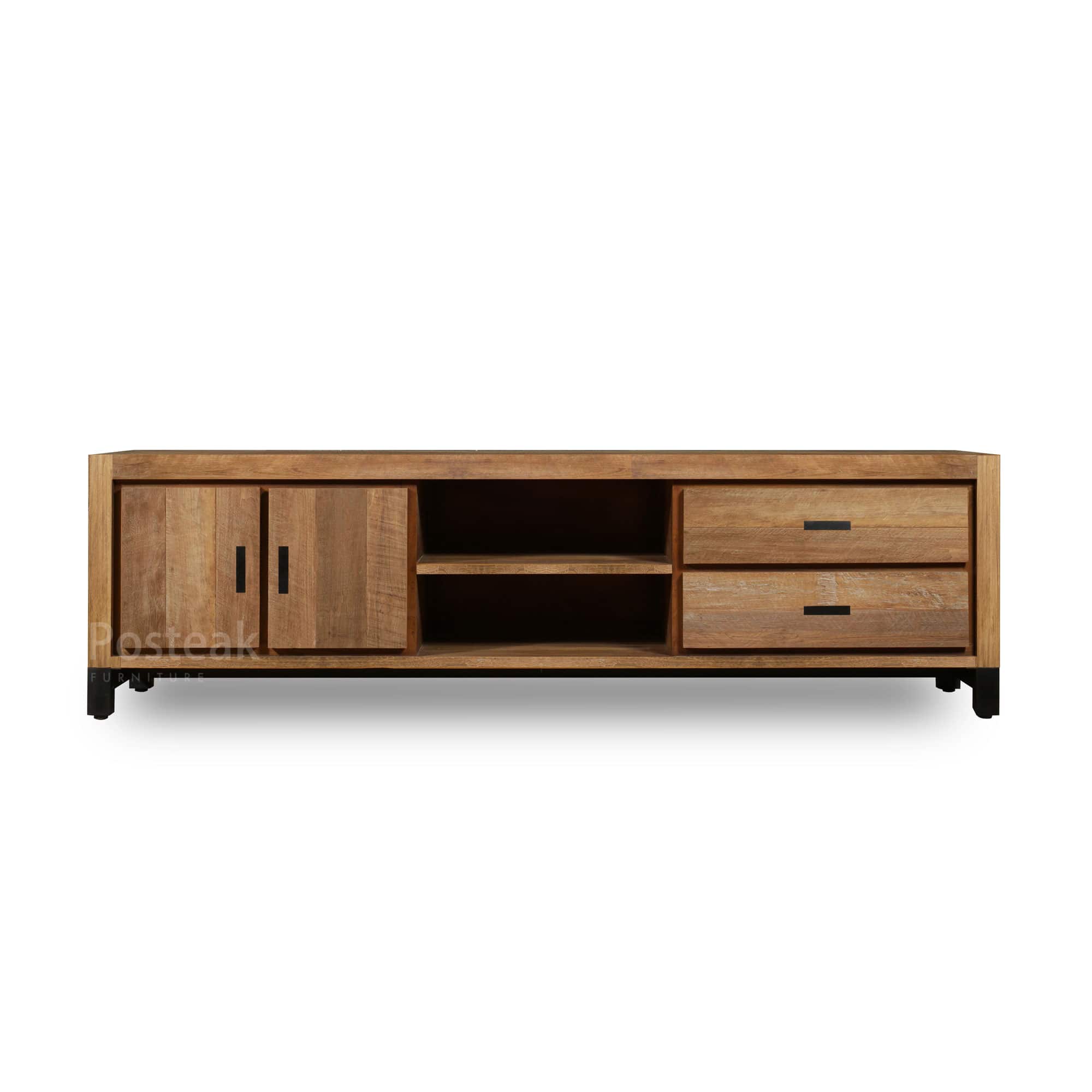 Felmont Tv Media Cabinet Teak Recycled 2 Doors 2 Drawers