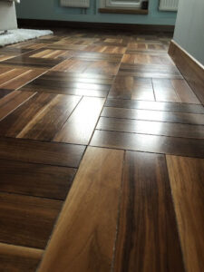 Teak Bathroom Floor with The Basketweve Pattern